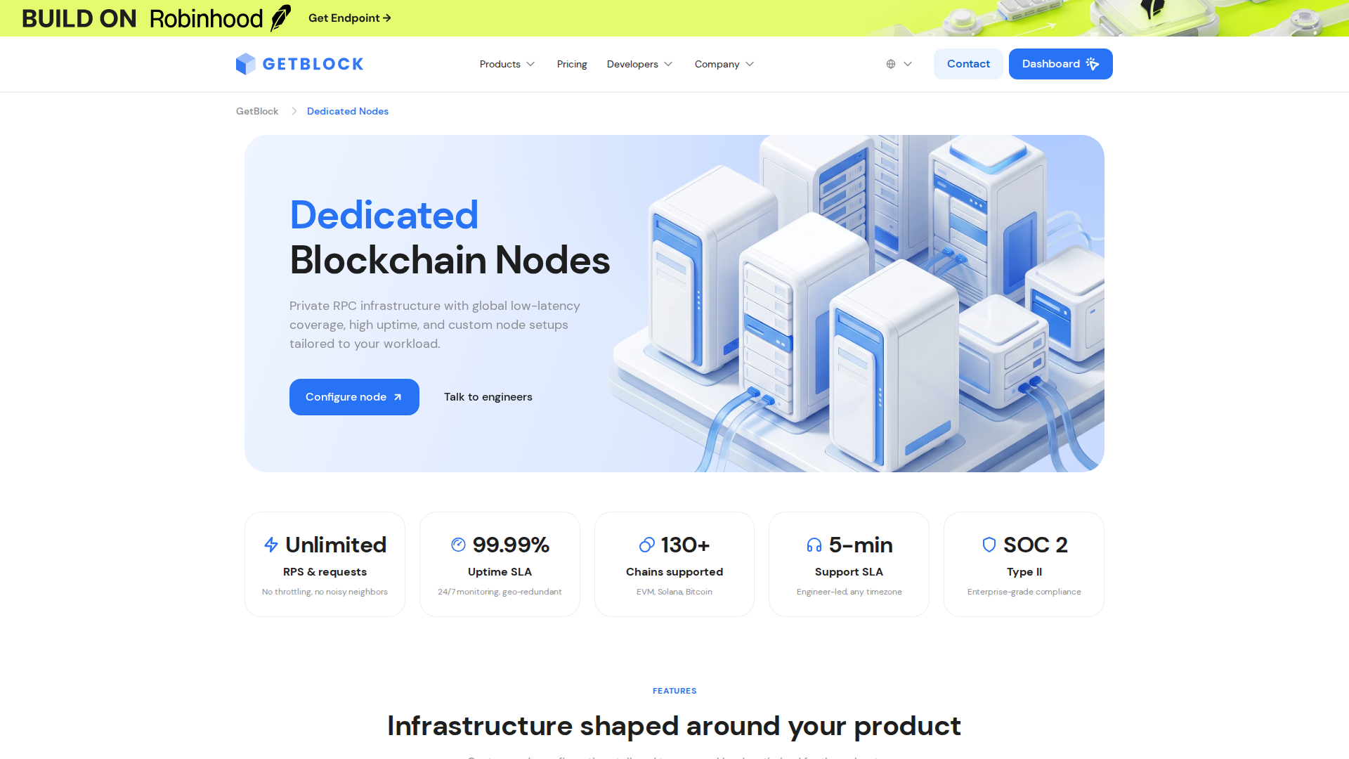 Dedicated nodes screenshot